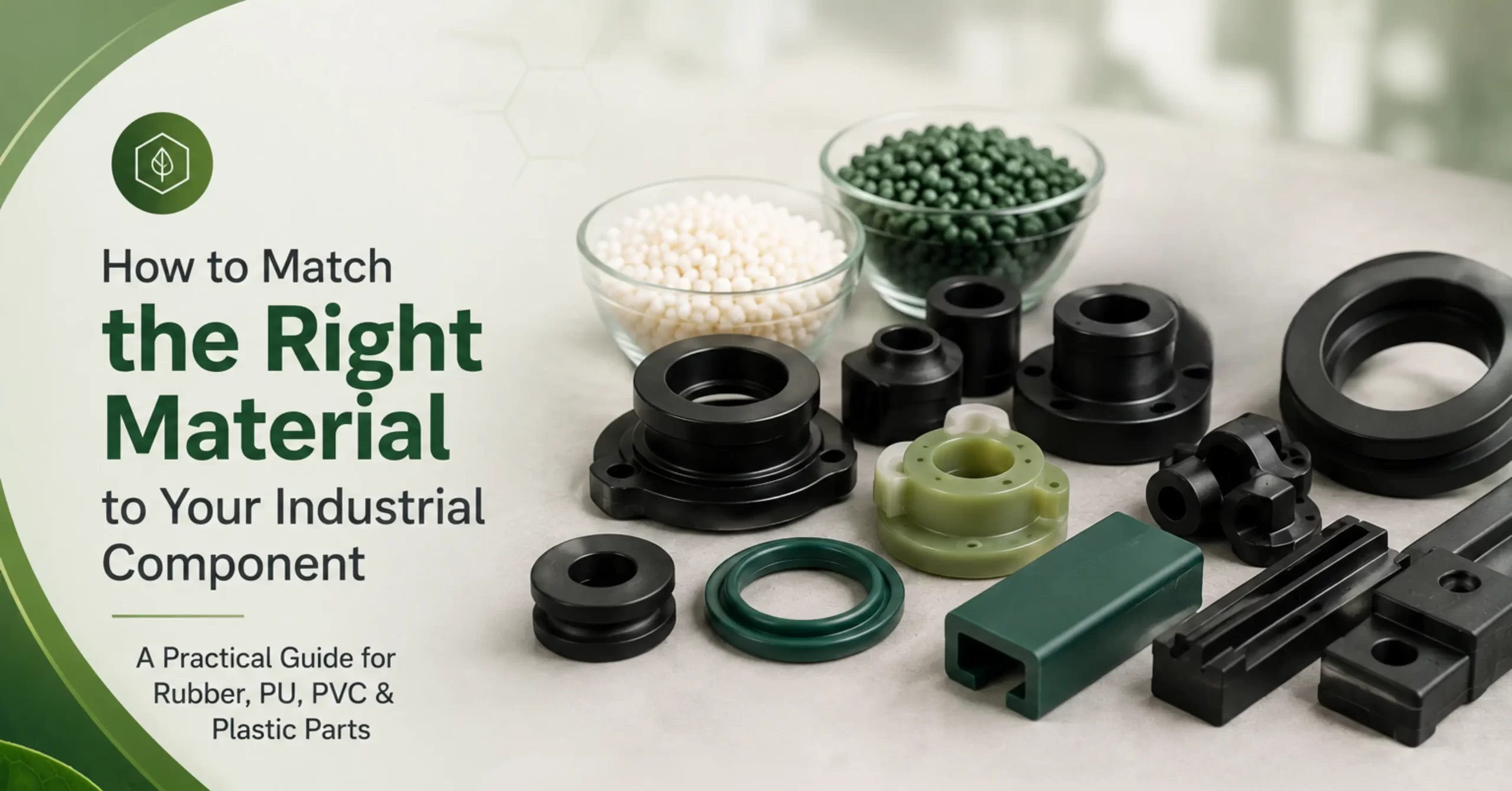 You are currently viewing How to Match the Right Material to Your Industrial Component: A Practical Guide for Rubber, PU, PVC and Plastic Parts